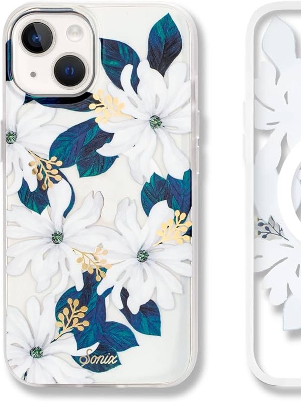 Sonix Clear Floral MagSafe Phone Case with White Flowers iPhone 14 Pro